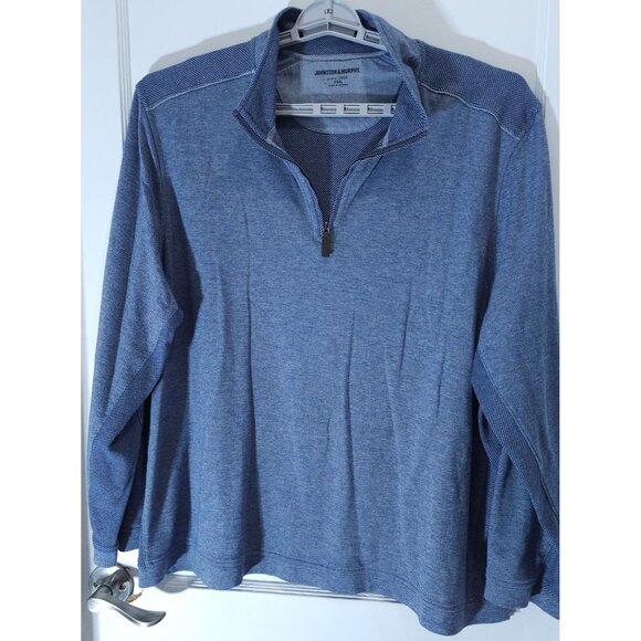 Johnston & Murphy Blue Quarter-Zip Pullover Sweater XXL Long Sleeve Mens Lightwe - Picture 1 of 11